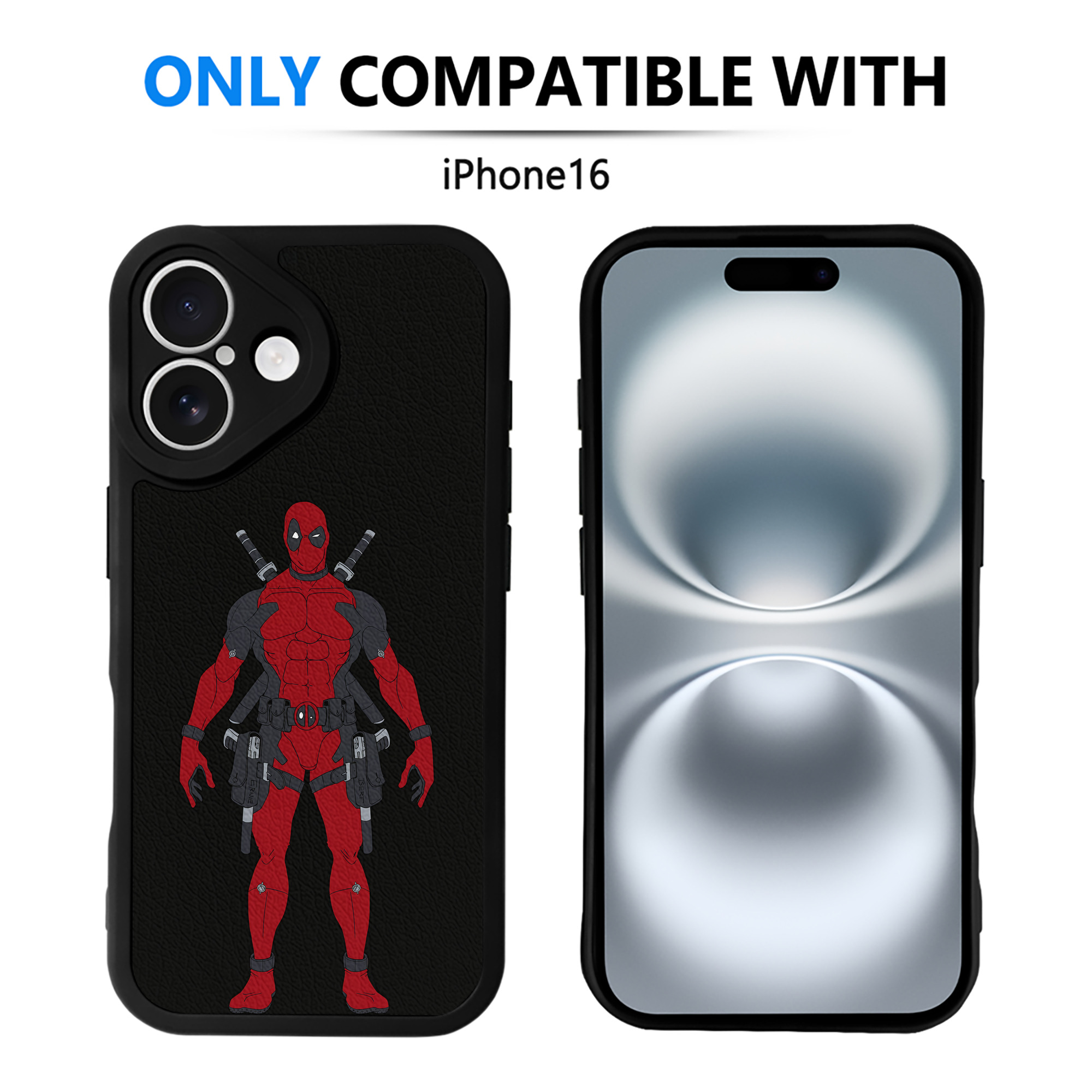 （画像用） Deadpool デッドプール 【iPhone 16シリーズ対応】シリコンスマホケース（レザー調） 材質：シリコン